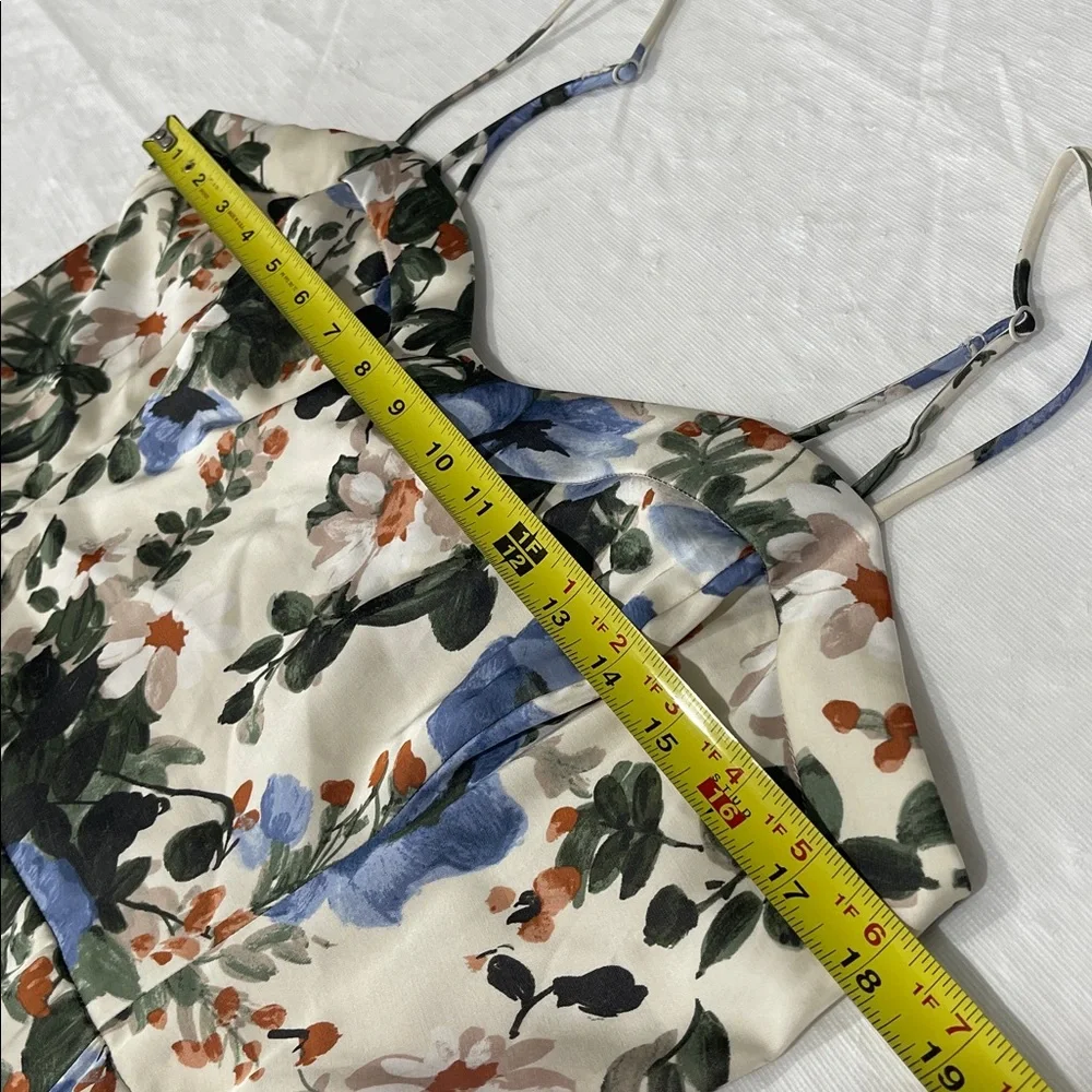 Abercrombie & Fitch Camille Dress cream blue green floral print size Large women - Picture 13 of 16